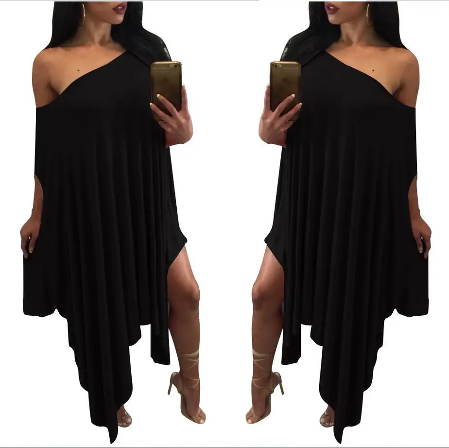Новейшая модель сексуальная мода свободная однотонная плиссированная One_shoulder