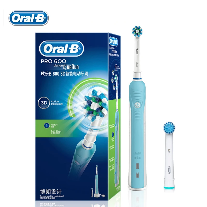 

Oral B D16 Electric Rotating Toothbrush Rechargeable Crossaction Tooth Brush Deep Clean Adult Teeth Whitening 1handle+2 Heads