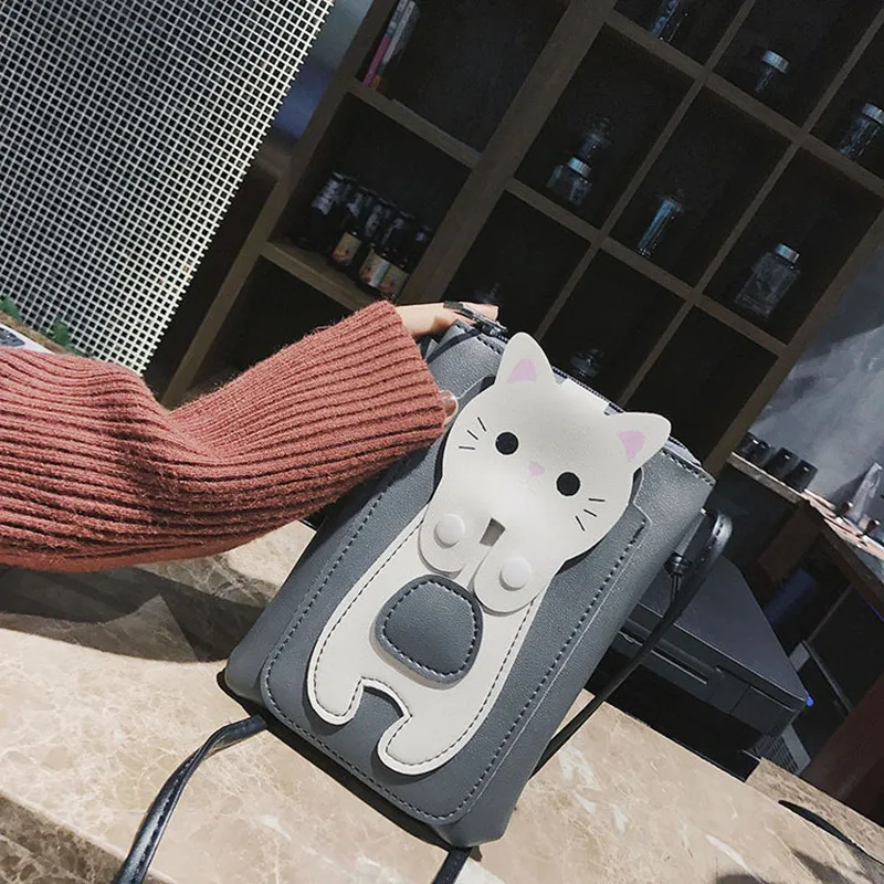 

Women Bag For Phone 2019 Women Coin Purse fashion Cross Shoulder Transparent Bag cat Girls Cute Phone Bag type Mobile Pouch 326