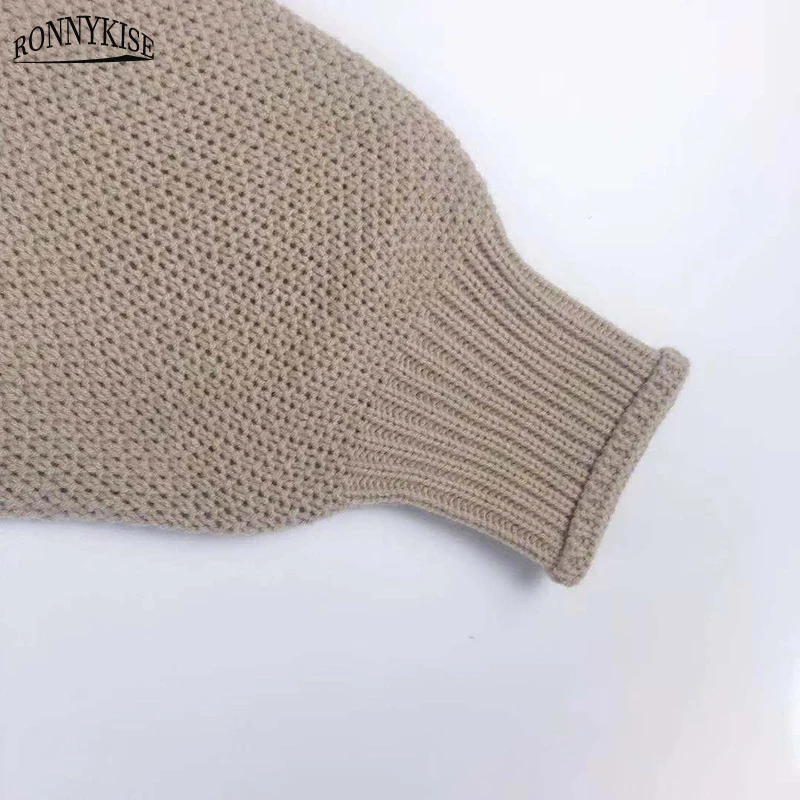 RONNYKISE, вязаные свитера, женская мода, длинный рукав, Круглый ворот, однотонный, Повседневный свитер, осень и зима, свободный свитер, пуловеры