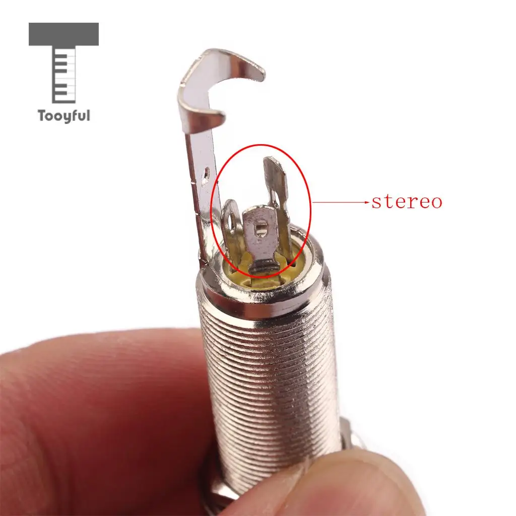 Фото Tooyful GT223 6,35 мм 1/4 ''латунный резьбовой цилиндрический концевой штырь стерео разъем выхода для электрической бас-гитара, мандолинист №4
