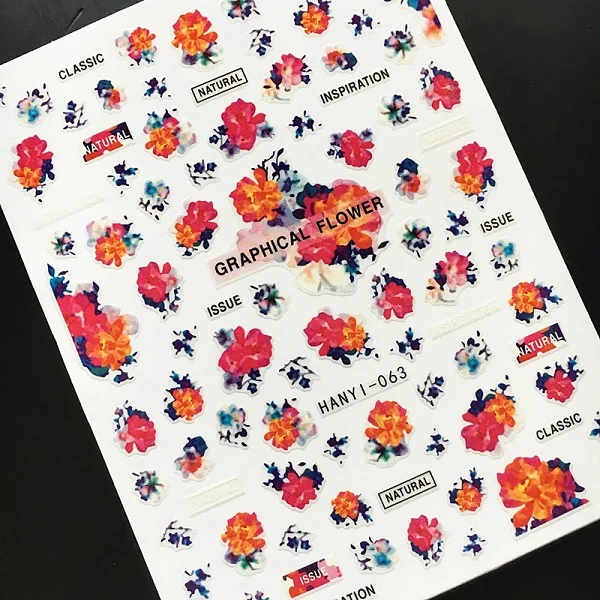 Hanyi-63 Новейшие 3d наклейки для дизайна ногтей SOLONAIL hanyi-19 flower-19 Stamp шаблон Переводные картинки инструмент DIY Инструменты для украшения ногтей - Цвет: Hanyi-63