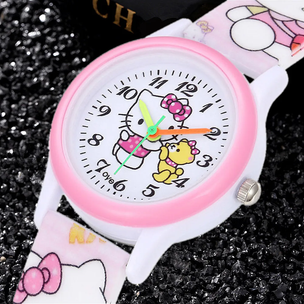 2022 New Pink Children Watches Cute Cartoon Pattern Kids Watch Cartoon 3D Silicone Band Enfant Ceasuir Quartz Watches For Girl