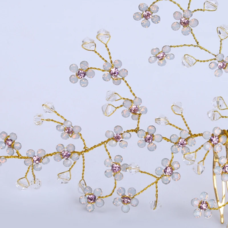 Модные свадебные гребни Стразы с маленькими кристаллами и цветами для невесты