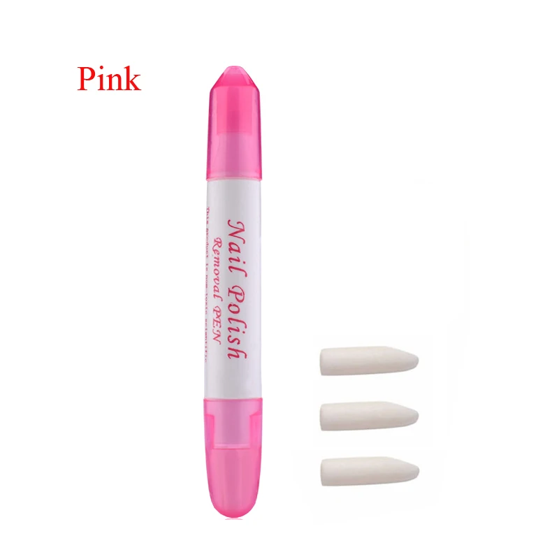 Pink Addfavor ручка для снятия лака для ногтей 3 замена наконечников для ногтей Корректор ошибок лак для Ногтей Чистящие Инструменты для маникюра - Цвет: Pink