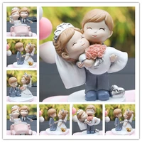 cute style bride and groom wedding cake topper figurines engagement wedding cake decorating mixed style car decortion figurines