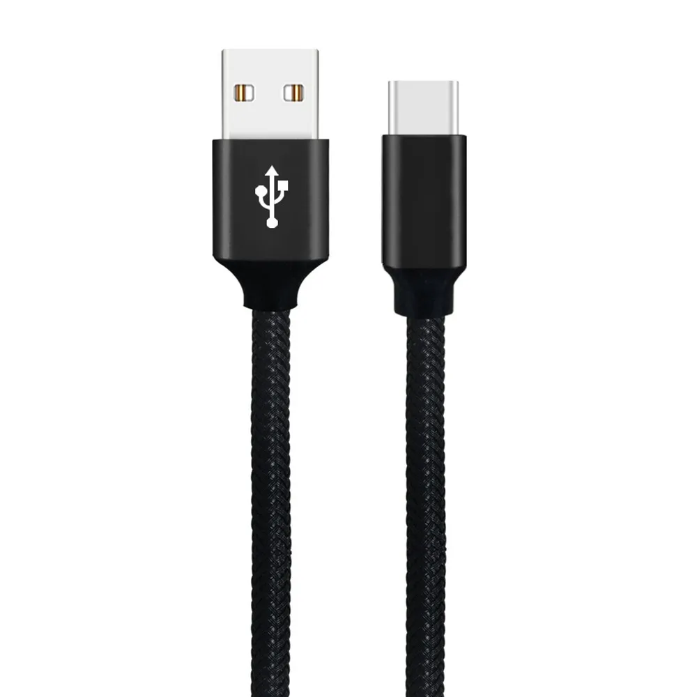 Черный Высокое качество 0,3 м нейлоновый Прочный Плетеный Канат USB-C type-C 3,1 Синхронизация данных зарядное устройство зарядный кабель провод для Samsung для ладони - Цвет: Черный