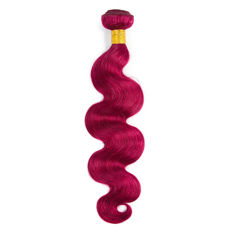 Burgundy HairUGo малазийские объемные волнистые волосы, пряди с закрытием, блонд, Бургунди, Омбре, человеческие волосы, двойной уток, волосы remy - Цвет: Burgundy