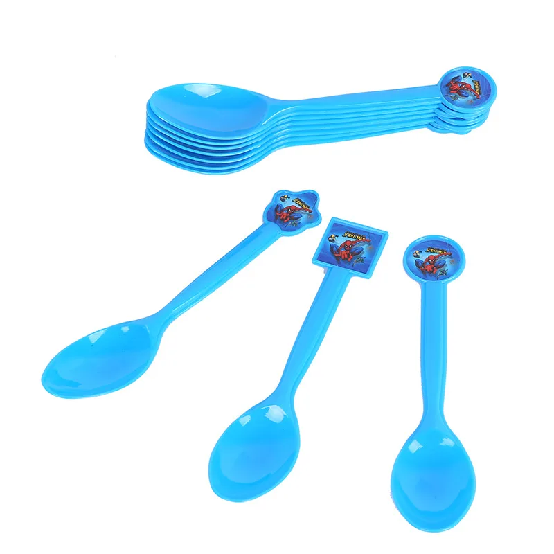 Spoon 10pcs Человек-паук с днем рождения украшения Дети одноразовые посуда тарелка скатерть чашки, ребенок, душ партия поставок пользу - Цвет: Spoon 10pcs