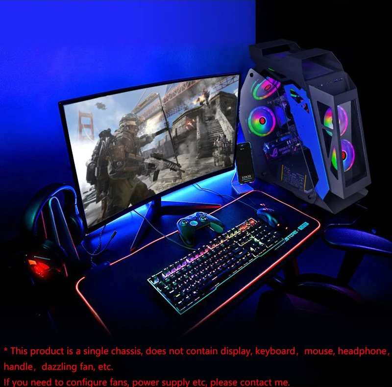 222*500*585 мм водяное охлаждение игровое шасси специальная форма RGB PC Mainframe боковой прозрачный чехол gamer gabinete computador
