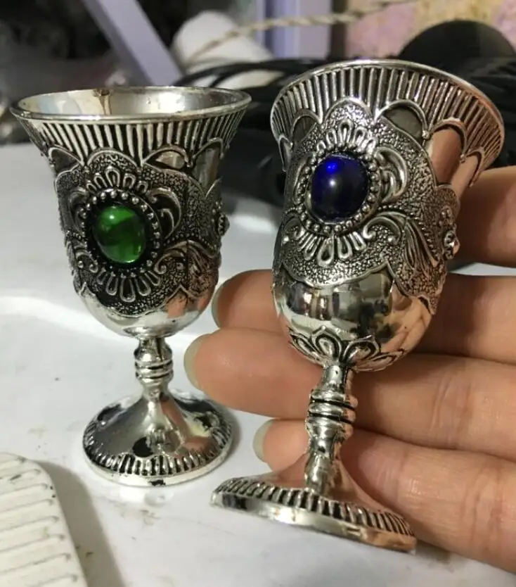 Ручная работа тибетский серебряный резной цветок инкрустация бусинами бокал/чашка бронзовые фабричные