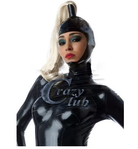 Crazy club_Customized латексные сексуальные женские капоты с париком Tress волосы на заказ