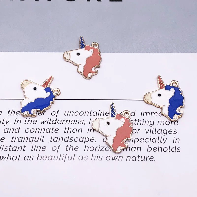 10Pcs/pack Unicorn Enamel Dangle Charms for Jewelry Making Alloy Pendants fit Women DIY Necklace Bracelet Accessories | Украшения и