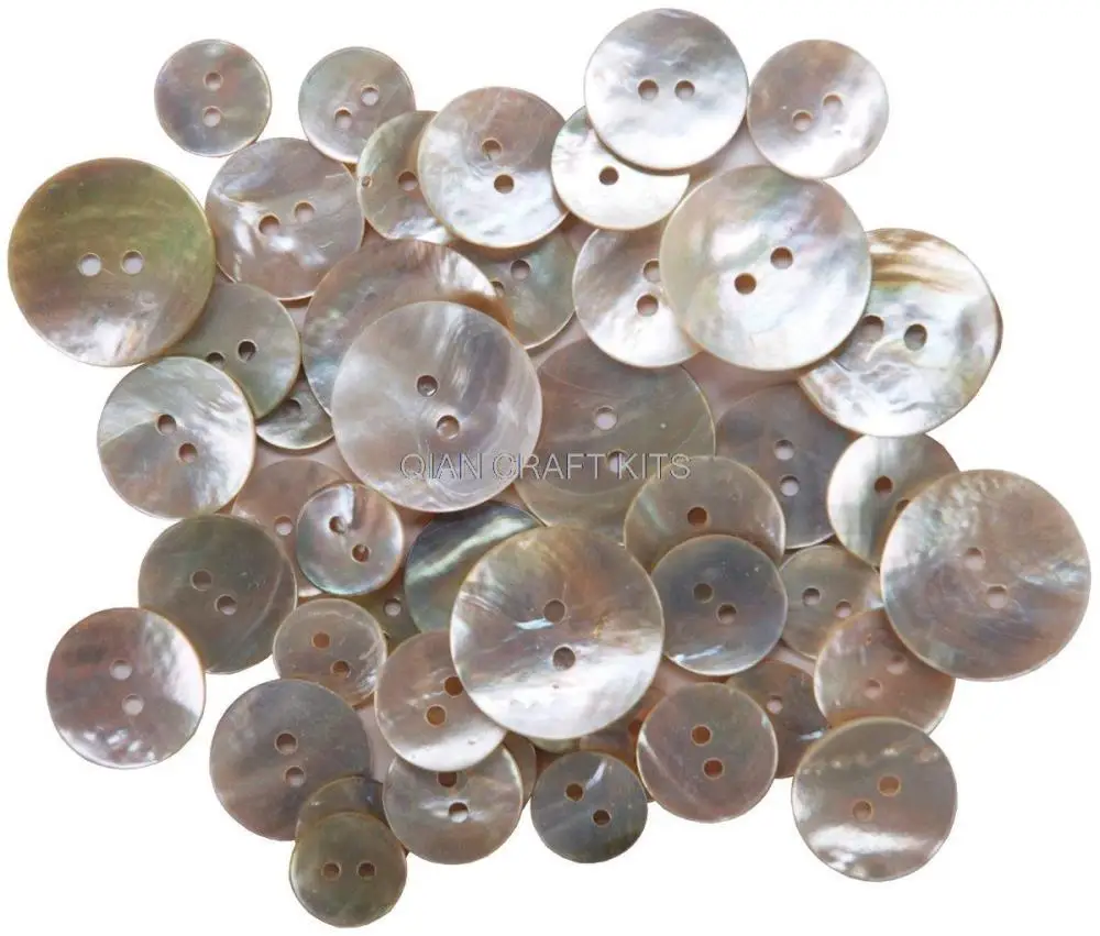 

600pcs shiny Mother of Pearl Buttons in mixed sizes(13mm-20mm)- Shell Buttons beads sampler