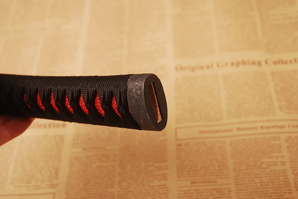 Exquisite Sword Accessories A Set of Tsuka Black Silk Ito &amp Red Rayskin Alloy Fuchi for Japanese Katana Wakizashi Tanto Handle | Дом и сад