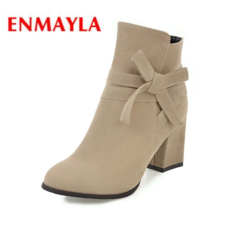 

ENMAYLA Square Heel Basic Ankle fashion shoes Winter Boots Zapatos De Mujer Boots Women Size 34-43 LY083