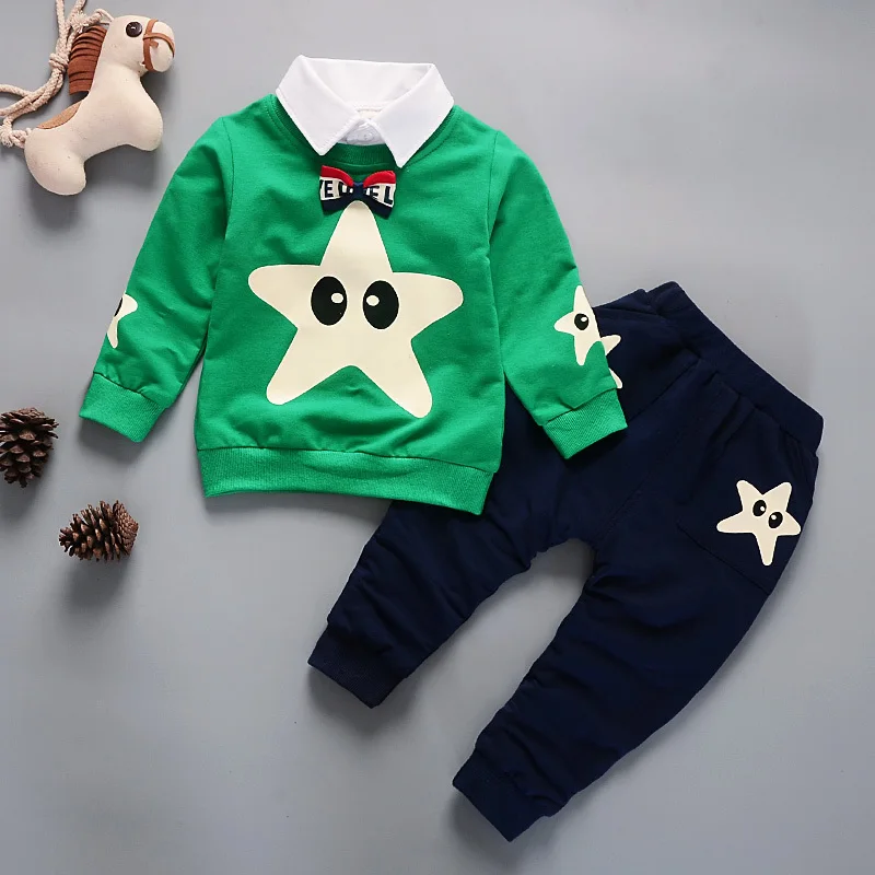2020 New Fashion Baby Clothes Children Boys Girls Removable Collar T-shirt Pants 2Pcs/Sets Kids Cartoon Clothing Sets Tracksuits | Детская
