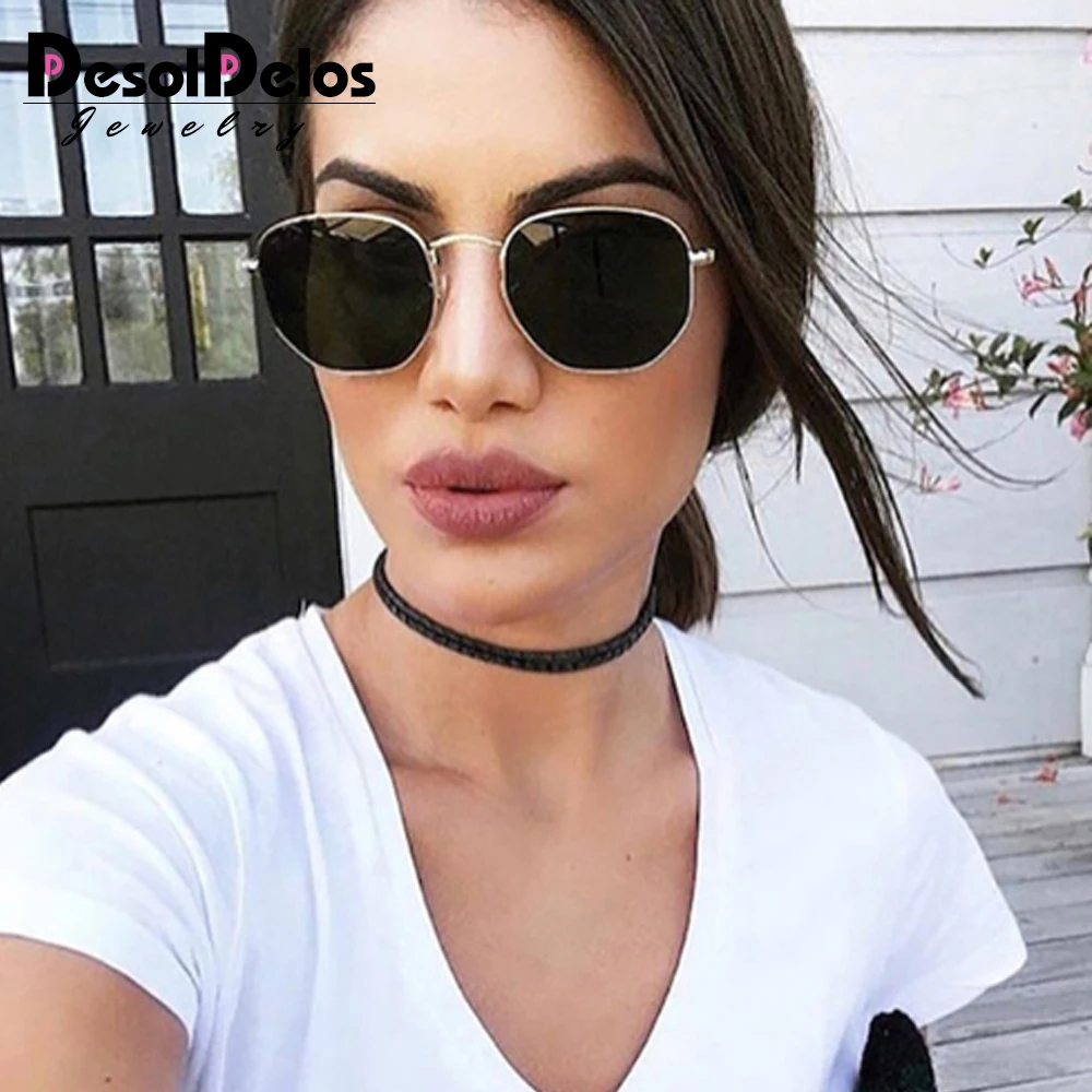 Очки солнцезащитные женские зеркальные металлическая квадратная небольшая