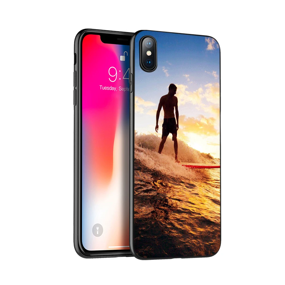 Черный чехол из ТПУ для iphone 5 5s SE 2020 6 6s 7 8 plus x 10 XR XS 11 pro MAX морская волна серфинг лето
