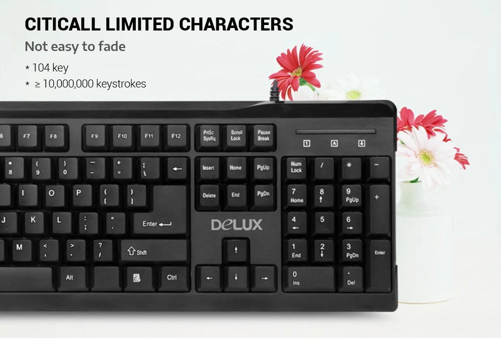 Delux K6002+ M138 Проводная клавиатура мышь комбинированная 104 клавиш с подставкой для рук для windows XP/7/8/10/MAC Регулируемое разрешение 1000 dpi