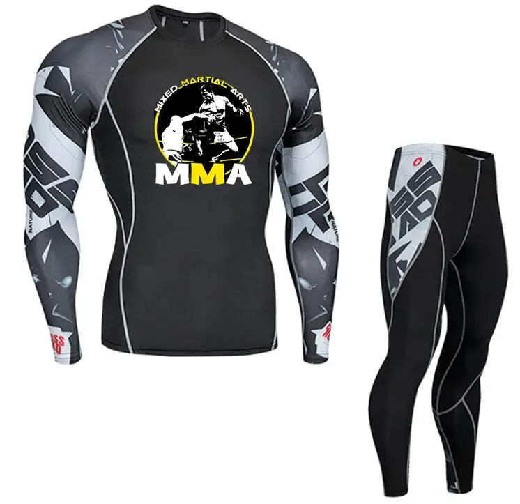 MMA мужская UFC Тема Мода Фитнес Футболка Бодибилдинг компрессия наборы рубашка