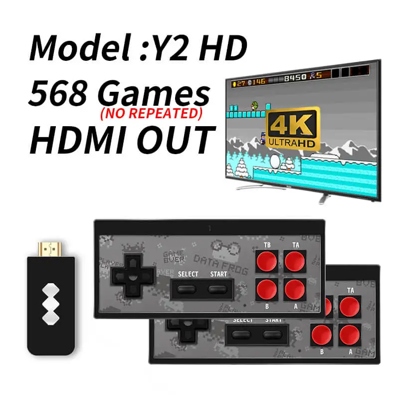 Y2-HD Данные лягушка беспроводной портативный игровой плеер встроенный в 620 классические 8 битные игры Поддержка ТВ выход игровая консоль с двойным геймпадом - Цвет: Y2-HD