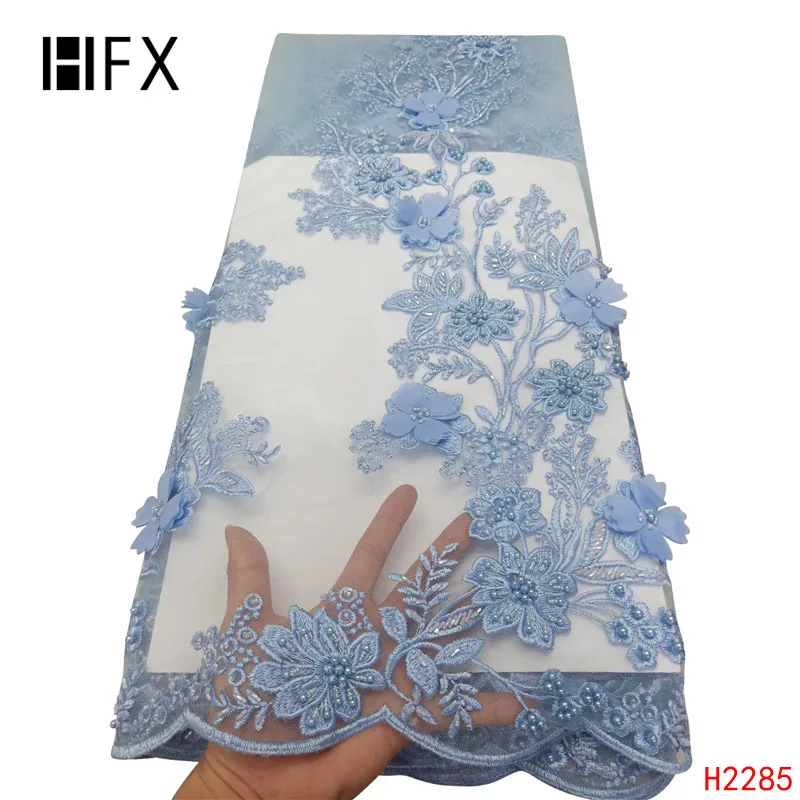 HFX Черная кружевная ткань для невесты высокое качество африканская ручная работа