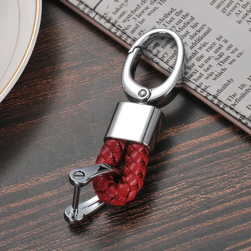 A Wine Red Модная ручная кожаная цепочка для ключей 360 градусов круглая вращающаяся Пряжка подковы брелок ручной работы сумка автомобильные подвесные брелоки - Цвет: A Wine Red