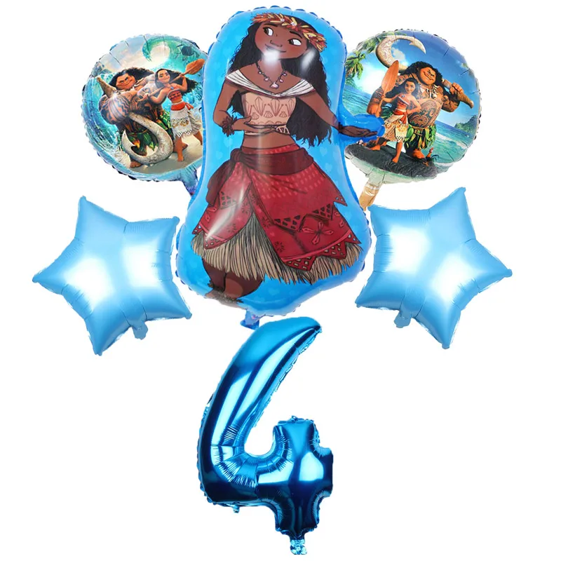 4 5 штук в партии Воздушные шары moana 32 дюймов номер Моана товары для вечеринки с героями мультфильма «Моана»; тематическая вечеринка на день рождения украшения для детских игрушек в честь подарки для девочек - Цвет: 4