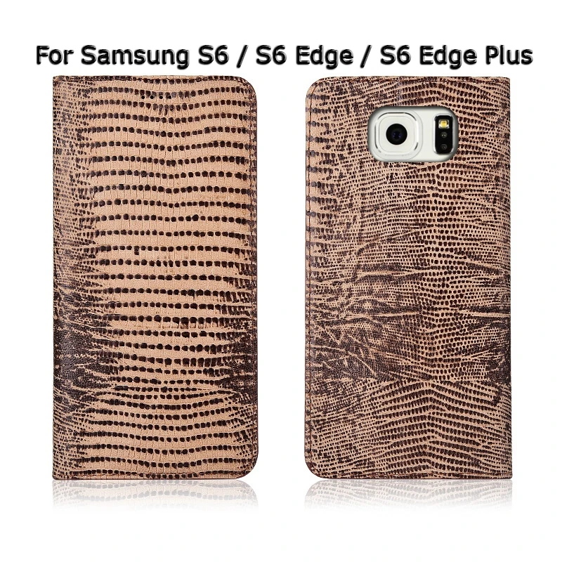 Чехол для телефона для Samsung Galaxy S6 S7 S8 Edge Plus текстура под ящерицу раскладной Магнитный чехол подставка натуральная кожа чехол для телефона