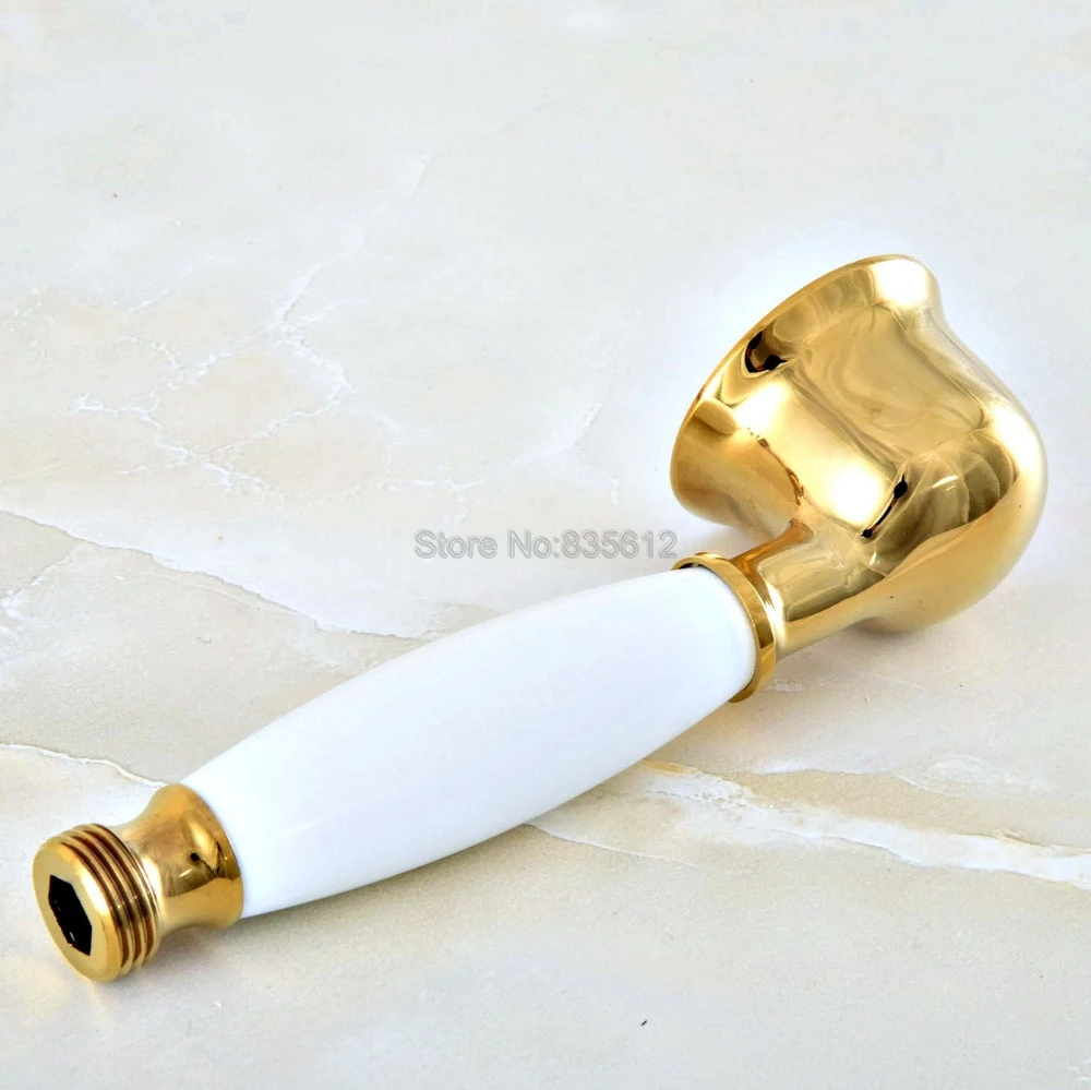 

Telephone Style Ceramics Hand Held Bathroom Shower Head / Golden Brass Finish Bathroom Handheld Shower Head Accessory thh048