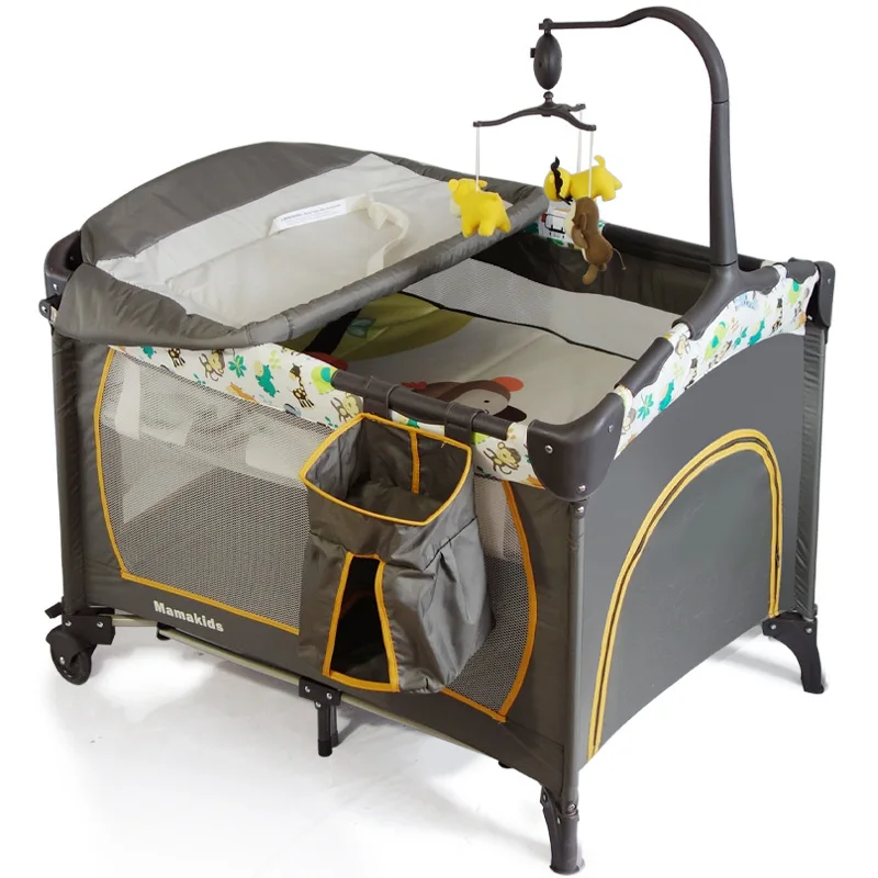 Babytrend в том же параграфе прямая складная кроватка Многофункциональная портативная игровая кровать детская с пеленками набор колесико для детской кроватки