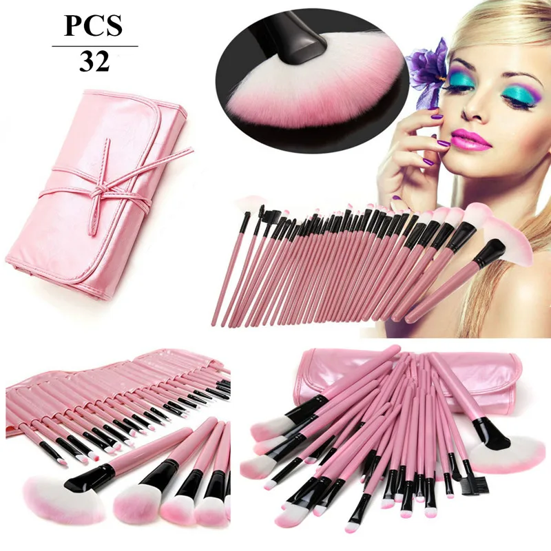 32 шт. набор кистей для макияжа + кожаный чехол|pcs makeup brushes set|brand brush setmakeup set |
