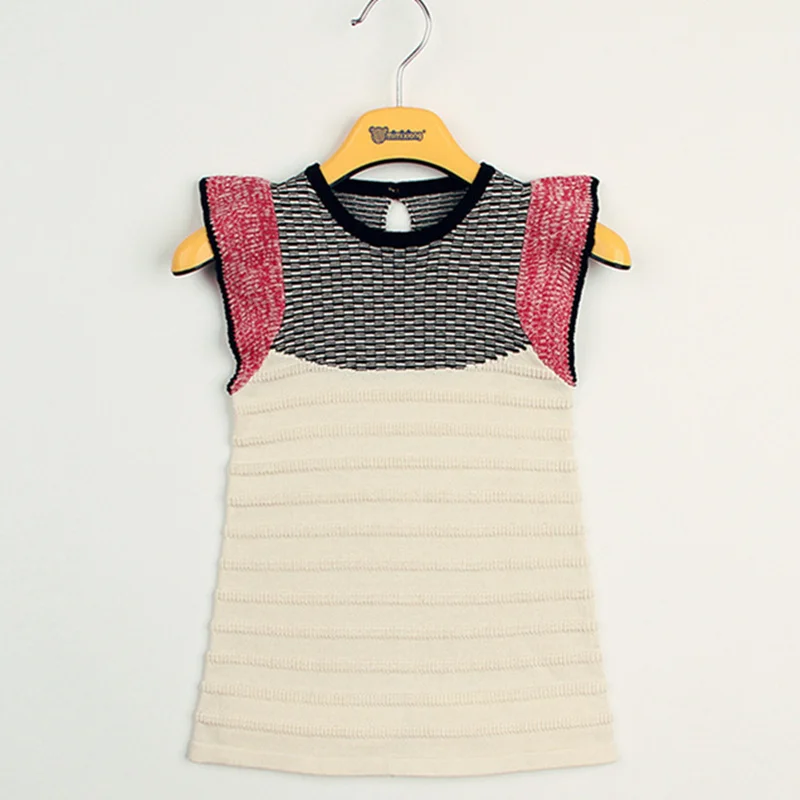 Весеннее вязаное платье с коротким рукавом для маленьких девочек принцессы в