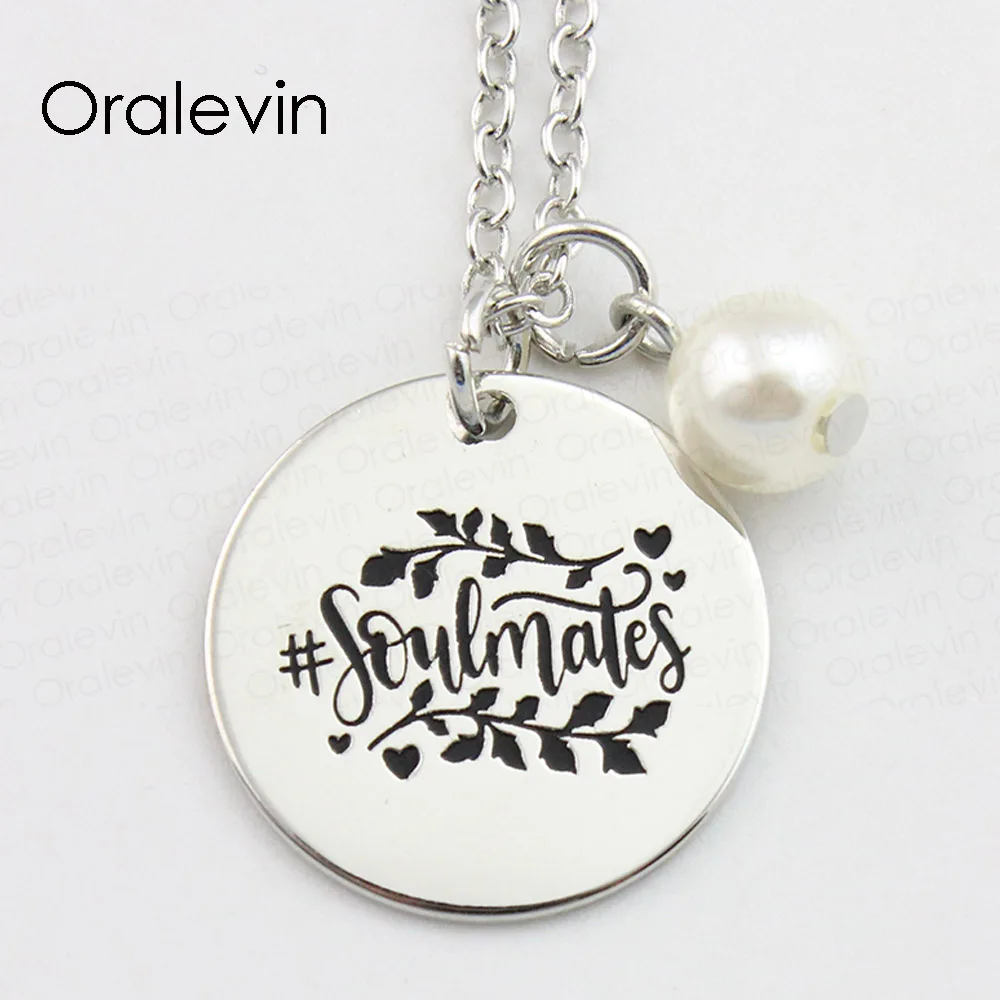 

SOULMATERS Inspirational Hand Stamped Engraved Charms Custom Pendant Necklace for Women Fashion Gift Jewelry,10Pcs/Lot, #LN843