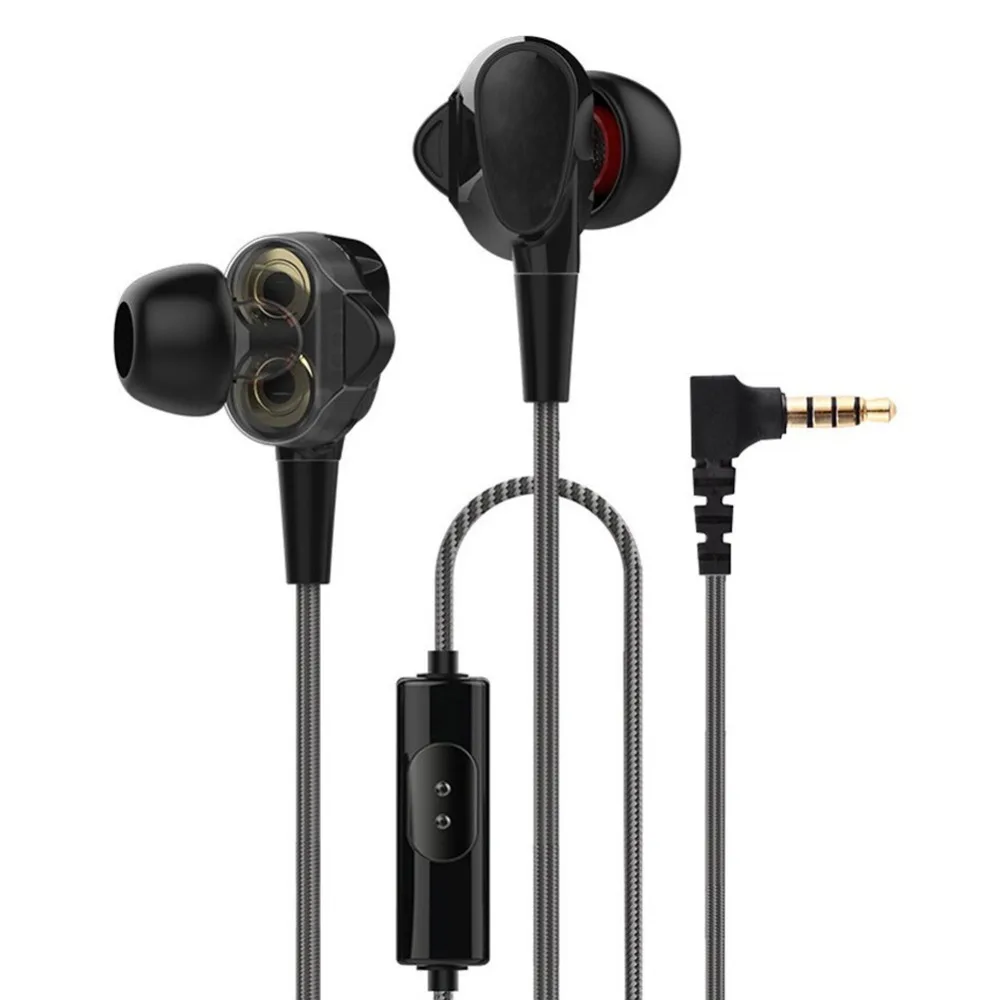 Наушники вкладыши с двойным драйвером шумоизоляция спортивные наушники стерео