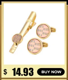Cufflinks And Necktie Tie Clip Set Gold Cuff Link High Quality Pins links Cuffs Shirts Wedding Men Jewelry Accessories QiQiWu