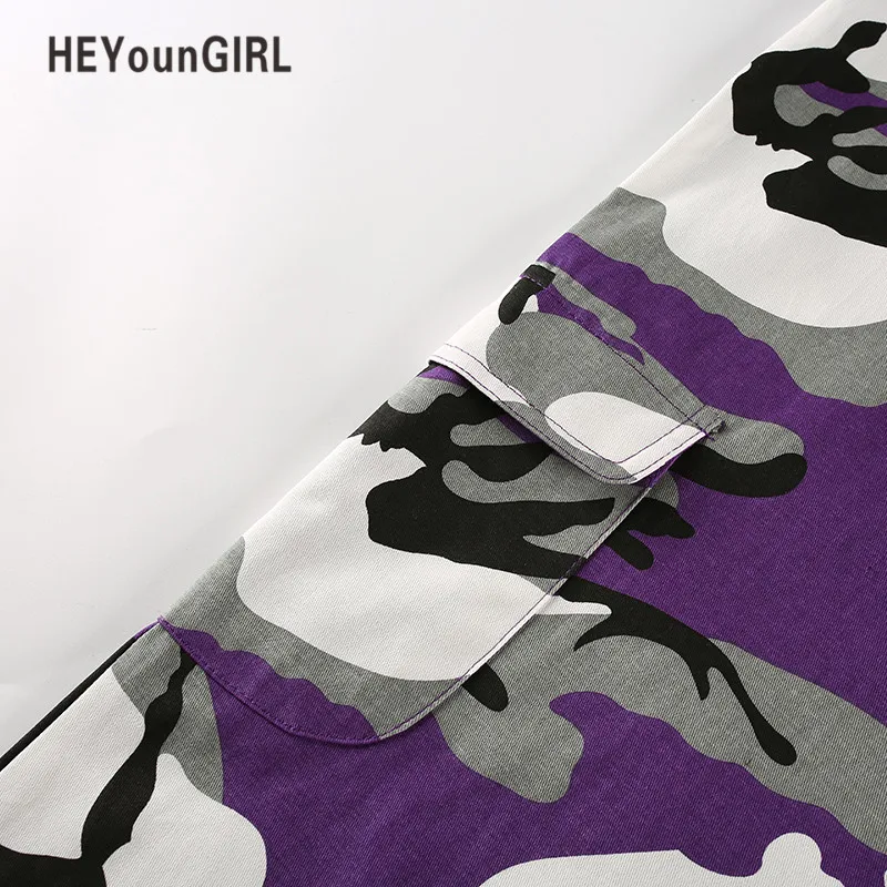 HeyounGIRL женские камуфляжные штаны повседневные розовые камуфляжные штаны модные серые оранжевые камуфляжные штаны с высокой талией свободные Дамские Брюки