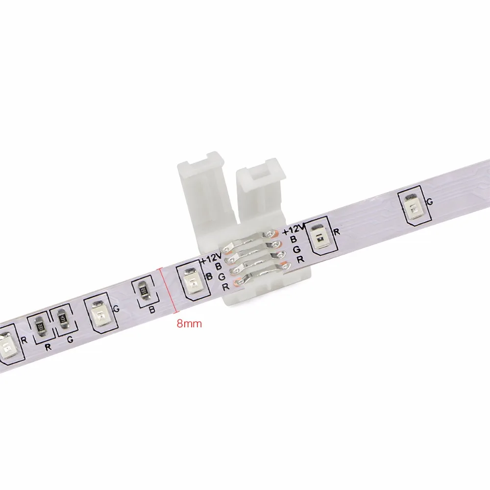 4-Pin 8 мм RGB PBC светодиодный светильник соединитель полосы без шнуровки для прокладки пайки адаптер для SMD 3528 2835 многоцветная полоса