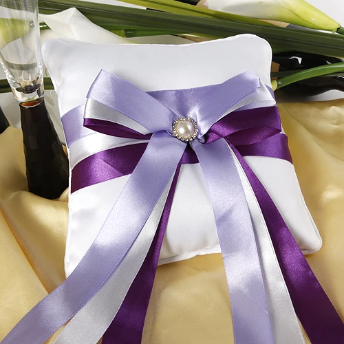 20*20 см белый цвет кольцо Подушка с фиолетовыми лентами и жемчугом|pillow with|pillow