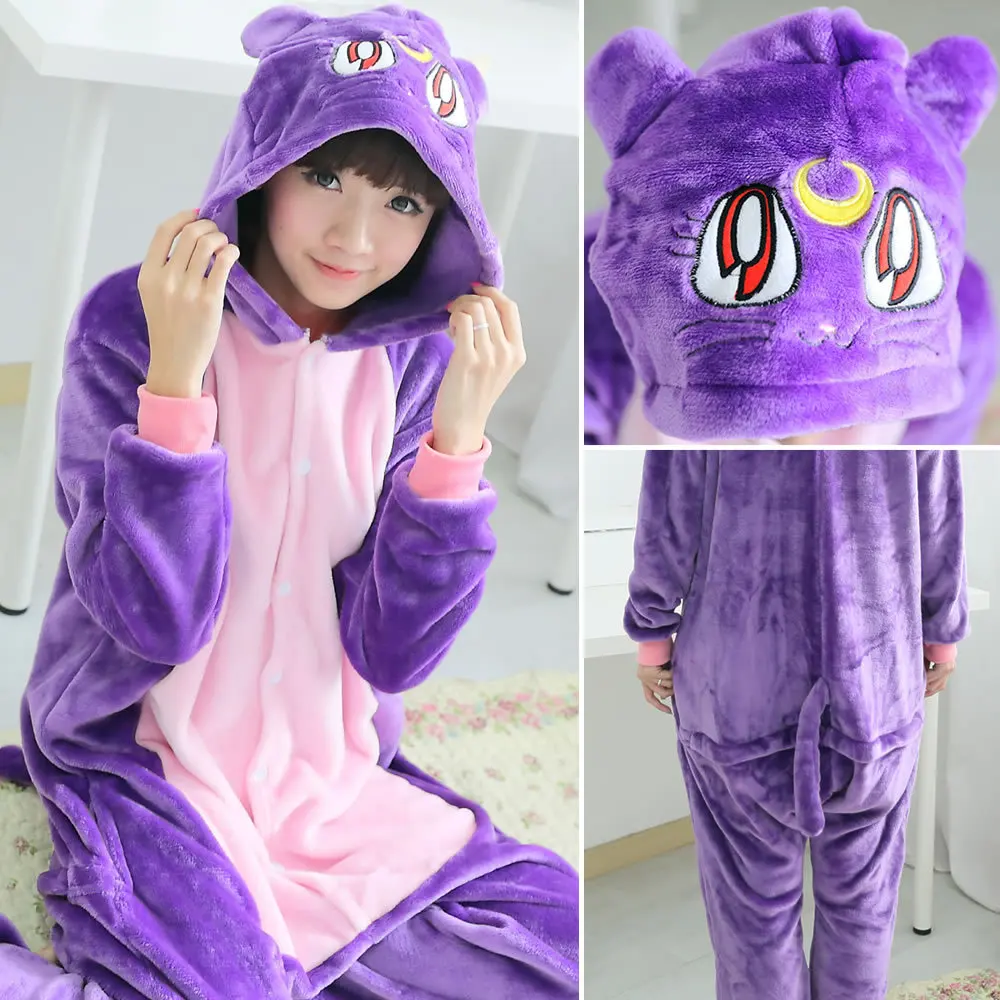 2018 зимние теплые женские пижамы с животными пары kawaii корова слон кролик обезьяна