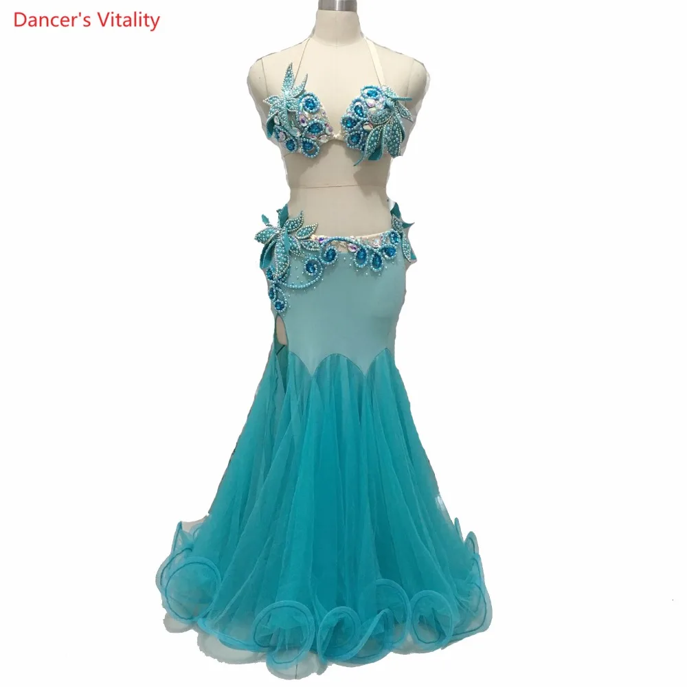 

Belly dance clothes advanced diamond bra and skirt 2pcs latin dance dress women belly dance competition sets costume customized
