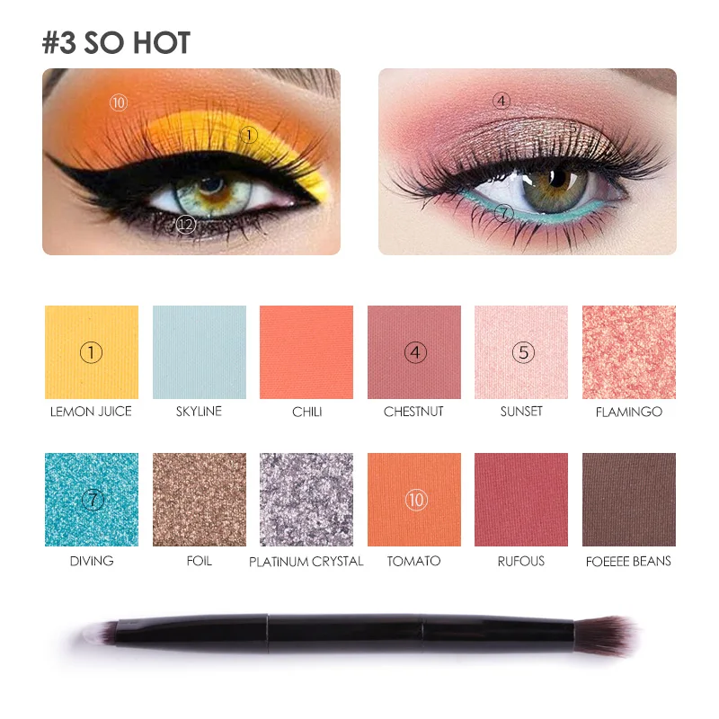 So Hot FOCALLURE So Hot макияж для глаз 12 цветов Тени для век мерцающие тени для век для девочек-подростков матовые жемчужные земли Русалка - Цвет: So Hot