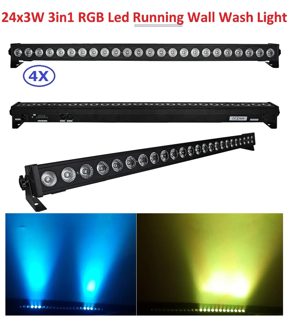 Недорогой светодиодный настенный светильник 4xLot 2019 24X3W RGB 3 в 1 прожектор 1000 мм