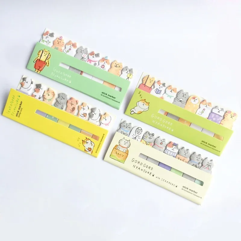 Милые коты Липкие заметки Kawaii Канцелярские блокноты закладки для школьных учебников принадлежности планировщик наклейки Post It