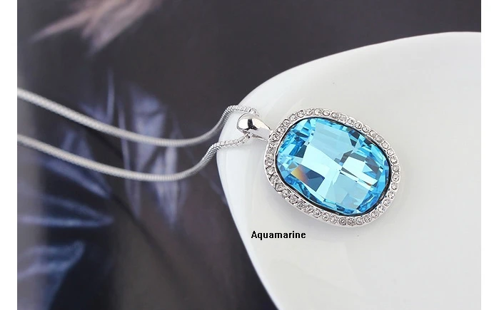 Wholesale Women's 18K White gold GF Use Quality Austria Crystal Gorgeous Mirror Pendant Chain Necklace Free Shipping | Украшения и