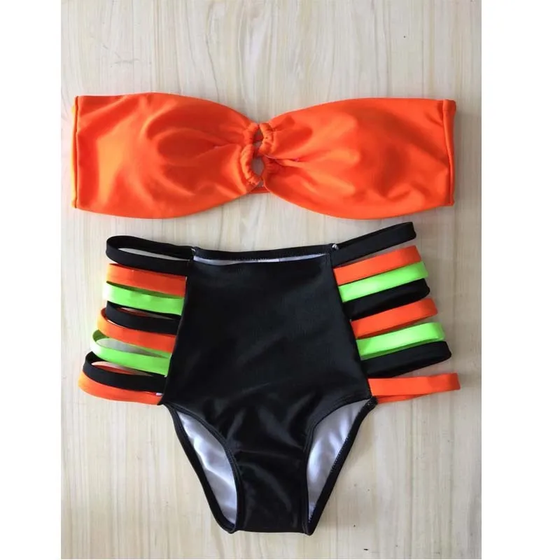 Young Lady High Waist Bikinis Set Sexy Striped Style Swimwear Women Summer Swimsuit Beach Bathing Suit Bikini |