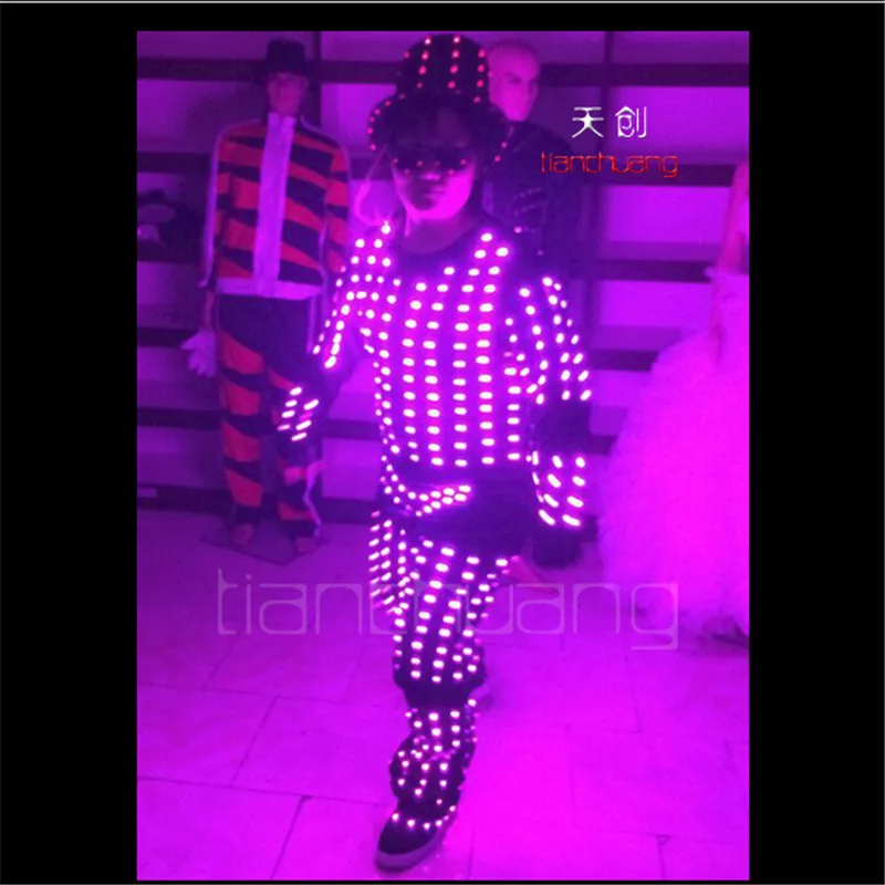 

TC-106 Dance clothes full color light led costumes ballroom bar club stage robot wears hats led glasses catwalk performance bar