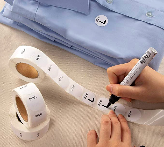 500 шт/рулон Белая круглая одежда &quotразмер&quot пустые наклейки Скрапбукинг клейкие