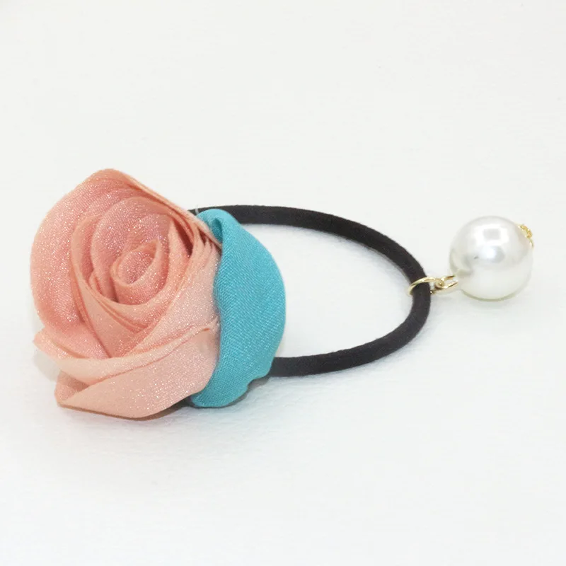 Женские эластичные резинки для волос в виде цветов розы светло-голубой лист